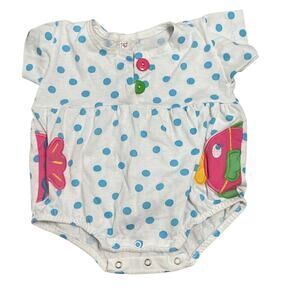Buster Brown Vintage 6-9 Month Fish Polka Dot Bubble Romper VTG One Piece